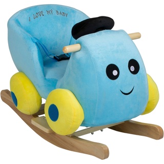 Schaukeltier BABYGO "Rocker Auto" Schaukeltiere blau Kinder Baby Kleinkind mit Kufen und Griffen aus Birkenholz
