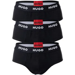 HUGO Herren Slips, 3er Pack - Hip Briefs Triplet Pack, Logo, Cotton Stretch Schwarz L
