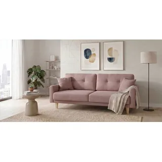 Home Affaire 3-Sitzer HOME AFFAIRE "TRIPLO optionale Schlafsofa mit Bettkasten, Maße B/T/H: 215/100/89 cm", rosa (flamingo), B:215cm H:89cm T:100cm, Luxus-Microfaser weich (92% Polyester, 8% Nylon);Filzoptik ( 100% Polyester);Luxus-Microfaser Vintageoptik (100% 