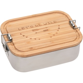 LÄSSIG Lunchbox Bamboo, Adventure, Bambus, Edelstahl, (1-tlg), mit Holzdeckel silberfarben