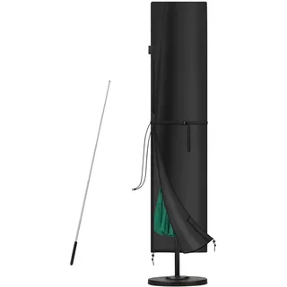 SanGlory Ampelschirm Abdeckung 450 cm Sonnenschirm Schutzhülle Wasserdicht | Ampelschirm Schutzhülle mit Stab Abdeckhauben für Sonnenschirme 4,5m Sonnenschirmhülle Winterfest UV-Beständig 250x64/64cm