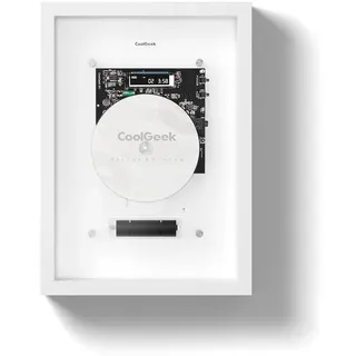 CoolGeek M1 Tragbarer vertikaler CD-Player, Wandmontage oder Desktop, transparentes Industriedesign, Hi-Fi-Bluetooth-Audio-Transmitter, 8-Stunden-Akku, externe Lautsprecher erforderlich (Weiß)