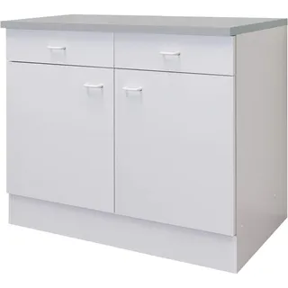 Flex-Well Küchenschrank Bochum - Unterschrank - 2-türig, 2 Schubladen - Breite 100 cm - Weiß