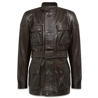 Belstaff Trialmaster Motorrad Lederjacke, schwarz-braun, Größe M für Männer