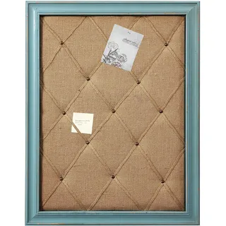Sintosin Bauernhaus Pinnwand Kork mit Blau Holzrahmen 52 x 68 cm, Rustikales Ausführung Holz Pinwand Korktafel groß, Korkwand Memo Board Leinen Deko, Pinboard für Crafting