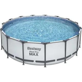 Steel Pro MaxTM Frame Pool Komplett-Set, rund, mit Filterpumpe, Sicherheitsleiter & Abdeckplane 457 x 122 cm - Blau
