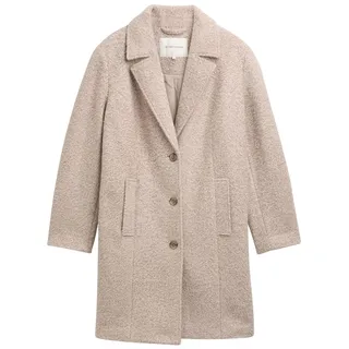 Tom Tailor Damen Plus Size - Bouclé Mantel mit Reverskragen, beige, Meliert, Gr. 48