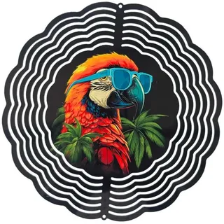Ladreas Windspiel Edelstahl 3D Windspiel Windspinner 20cm Papagei 2 WI188 bunt
