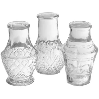 Annastore Dekovase 12 x Mini-Vase H 8 cm - kleine Vase Tischvase Glasvase Blumenvase, Glasfläschchen weiß