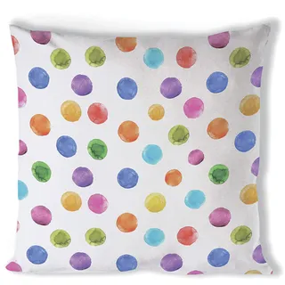 Ambiente Kissenbezug 40x40cm Baumwolle mit bunten Punkten Muster - Deko Kissenhülle mit Reißverschluss - Überzug für Dekokissen Zierkissen Sofakissen - Kissen Bezug modern Weiß Bunt