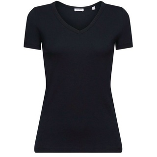 Esprit T-Shirt Baumwoll-T-Shirt mit V-Ausschnitt (1-tlg) schwarz XL