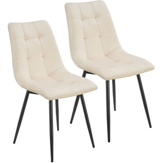 Juskys Esszimmerstühle Blanca 2er Set - Samt Stühle gepolstert - Stuhl Esszimmer & Küche Beige