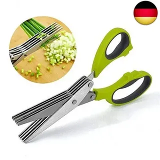 HIMKI Kräuterschere Edelstahl Küchenschere 5 Klingen Gewürzschere Mu