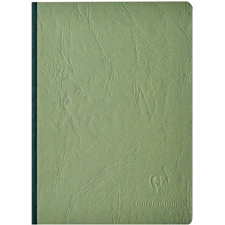 Clairefontaine 795463C - Notizbuch / Kladde Age Bag DIN A5 14,8x21 cm, liniert 96 Blatt, 90g, geleimt mit Lederstruktur, mit bedruckten Vorsatzblättern, Grün, 1 Stück