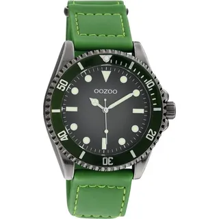OOZOO Quarzuhr Oozoo Herren Armbanduhr Timepieces, (Analoguhr), Herrenuhr rund, groß (ca. 42mm) Lederarmband, Casual-Style grün