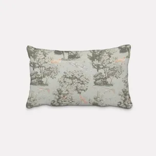 SCHÖNER LEBEN. Dekokissen Kissenhülle aus Baumwolle Bäume Fuchs und Hasen mint, made in Germany,handmade,Digitaldruck braun|grau|grün rechteckig | 60 cm x 80 cm