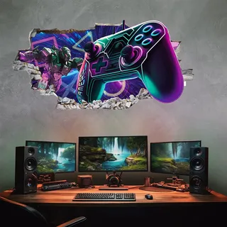 tjapalo® vz21x 3D Wandtattoo Gamer Bilder gaming Bild Gamer Wandtattoo Kinderzimmer junge Bilder gaming Deko wandtattoo jugendzimmer jungs Wandbild Gamer, Größen Name: B 63x30cm