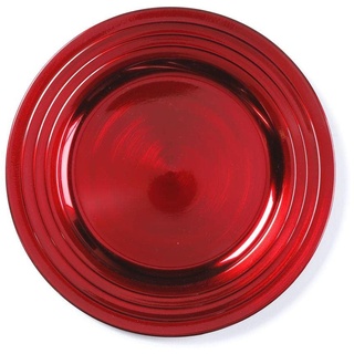 Inge-glas Dekoplatte 33cm rund Rillen rot | Deko-Tablett aus Kunststoff | Schale für Deko Weihnachten Adventskranz (rot)