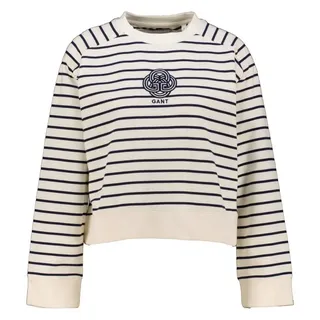 Gant T-Shirt Damen Sweatshirt STRIPED MONOGRAM C-NECK (1-tlg) weiß S