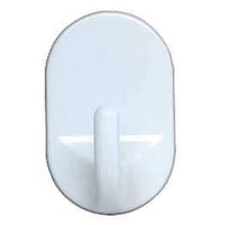 WENKO Oval-Haken Weiß 3er Set - 3er Set, Wandhaken, Kleiderhaken zum Ankleben, Kunststoff, 2.5 x 4 x 2 cm, Weiß