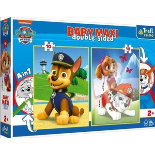 Trefl Puzzle Primo Baby MAXI Puzzle + Malvorlage 2x10 Teile PAW Patrol, 10 Puzzleteile
