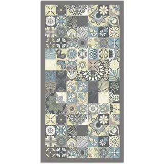 Panorama Vinylteppich - Modell Vynilteppich Hydraulic Fliesen Blau Farbe - 300x200 cm - Verschiedene Größen - Deko Küche, Läufer und Outdoor