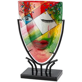 Gilde Dekovase Dreaming, Mehrfarbig, Metall, Glas, Gesicht, 22x34.5x9.5 cm, handgemalt, Dekoration, Skulpturen - Dekoobjekte, Dekoobjekte