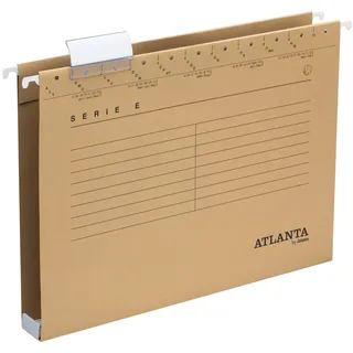 Atlanta Serie E Hängesammler A4 für Akten, Jalema 2655214370, Robuste Hängemappe mit extra grosses Fassungsvermögen, Kapazität 30 mm, Hängeregister, 25er Packung, naturbraun