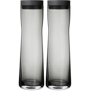blomus -SPLASH- Wasserkaraffe aus Rauchglas, rauch/dunkelgrau,1Liter Fassungsvermögen, Silikon/Edelstahldeckel, einfache Handhabung (H/B/T: 29,5 x 9 x 9 cm, 63807) (Packung mit 2)
