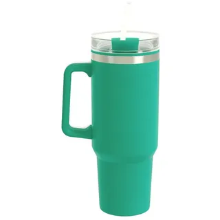 BURI Thermobecher XXL Isolierbecher 1,2L Edelstahl Strohhalm Thermobecher Trinkbecher, Edelstahl grün