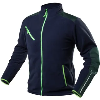 NEO TOOLS Herren Fleece Arbeitsjacke mit Cordura Navy Blau Gr. S-3XL - Premium Fleecejacke für Männer mit Reflektierenden Elementen - Warme und Leichte Strickfleecejacke - Neoneinsätze (L) - L