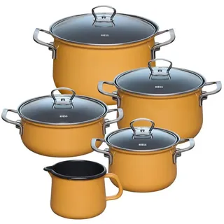 Riess Kochgeschirr Set 5-tlg. Design NOUVELLE Orange, Pfannenset + Topfset, Orange