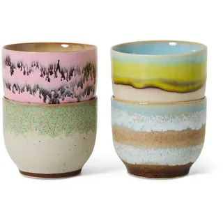 HKliving - 70's Kaffeebecher, 250  ml, deco (4er-Set)