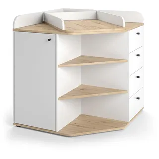 Vicco Wickelkommode Aria, Weiß, 85 x 90 cm mit Regalen und 4 Schubladen, Vicco