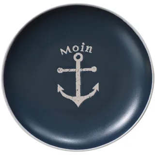 Maritimes Steingut-Geschirr in blau – Speiseteller, Anker, Ø26 cm | Mix & Match Serie aus Keramik - nautische Motive zum Kombinieren - Küchenzubehör, Geschenkartikel – Seaside No.64
