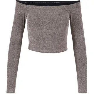 URBAN CLASSICS Off Shoulder Glitter Langarmshirt Gold XL