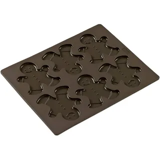 Lurch 65014 FlexiForm Keksform Lebkuchenmann/Backform für 6 Kekse aus 100% BPA-freiem Platin Silikon, braun