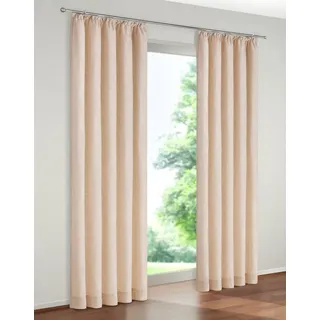 Wirth Vorhang Trondheim 328 g/m2, Kräuselband (1 St), blickdicht, Chenille beige 172 cm x 200 cm
