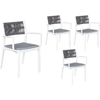 LC Garden Vona 4er Set Stapelstuhl 52,5x60x80cm weiß/anthrazit Gartenstuhl Bistrostuhl