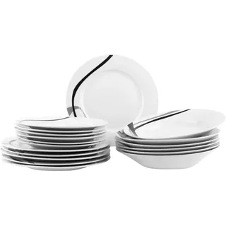 FESTA ITALIA Geschirrset 6 Personen - 18 Teilig - Tellerset aus Porzellan - Weiß Essgeschirr Set - Schüssel- und Tellerset - Modern Tafelservice - Teller - Essservice - Geschirr Set 6 Person