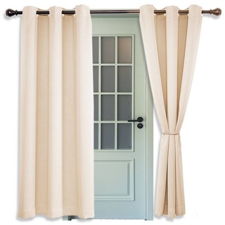 Vorhang »Gardinen Vorhang 260g/m2 Ösen, blickdicht«, MOOHO, (2 St) beige
