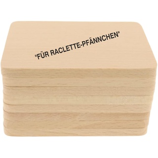 teemando® 8 X Raclette Untersetzer aus Holz mit Aufdruck, 10 cm, dekorativer Untersetzer für Gläser und Raclette-Pfännchen