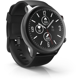 Hama Smartwatch 6910 wasserdicht m. GPS-Tracker, großes Display (1,28" Full-Touch LCD-Chronograph, GPS-Laufuhr m. Blutsauerstoff- und Pulsmesser, Sportuhr Herren, Schlaftracker, Fitness-Uhr) schwarz