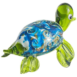 ifundom Glas-Meeresschildkröten-Figuren Miniatur-Glasschildkröten-Statue Mundgeblasene Glas-Tierstatuen Tisch-Glasschildkröte Briefbeschwerer Meerestiere-Sammlung Aquarium-Dekoration Grün