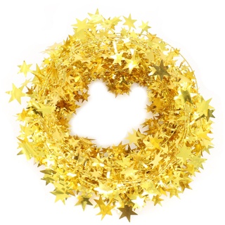 Vesil Weihnachts-Lametta, goldfarbener Stern, Draht, Baumschmuck, 2 Stück x 7,6 m