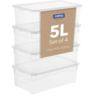 Rotho Aufbewahrungsbox transparent 33,0 x 19,0 x 11,0 cm 5 l 4-teiliges Set