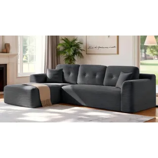 VASAGLE Ecksofa modulares Sofa 244 cm breit vakuumverpackt, Schlafsofa, keine Montage erforderlich, mit großer Chaiselongue grau