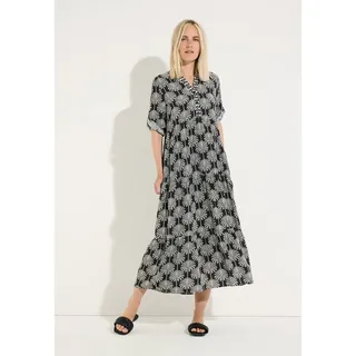 More & More Blusenkleid Maxi Palmenprint Schwarz/Weiß 40