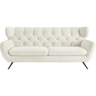 Candy 3-Sitzer 3C CANDY "Beatrice, extravagantes Megasofa, bequem, Küchensofa, Breite 225cm", weiß, B:225cm H:94cm T:95cm, 100% Polyester, Sofas, mit Rückensteppung im Rautenmuster, Samt Optik, auch in Fellimitat