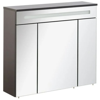 FACKELMANN Badezimmerspiegelschrank Kara LED Spiegelschrank Korpusfarbe: Anthrazit Frontfarbe: Weiß - Glas